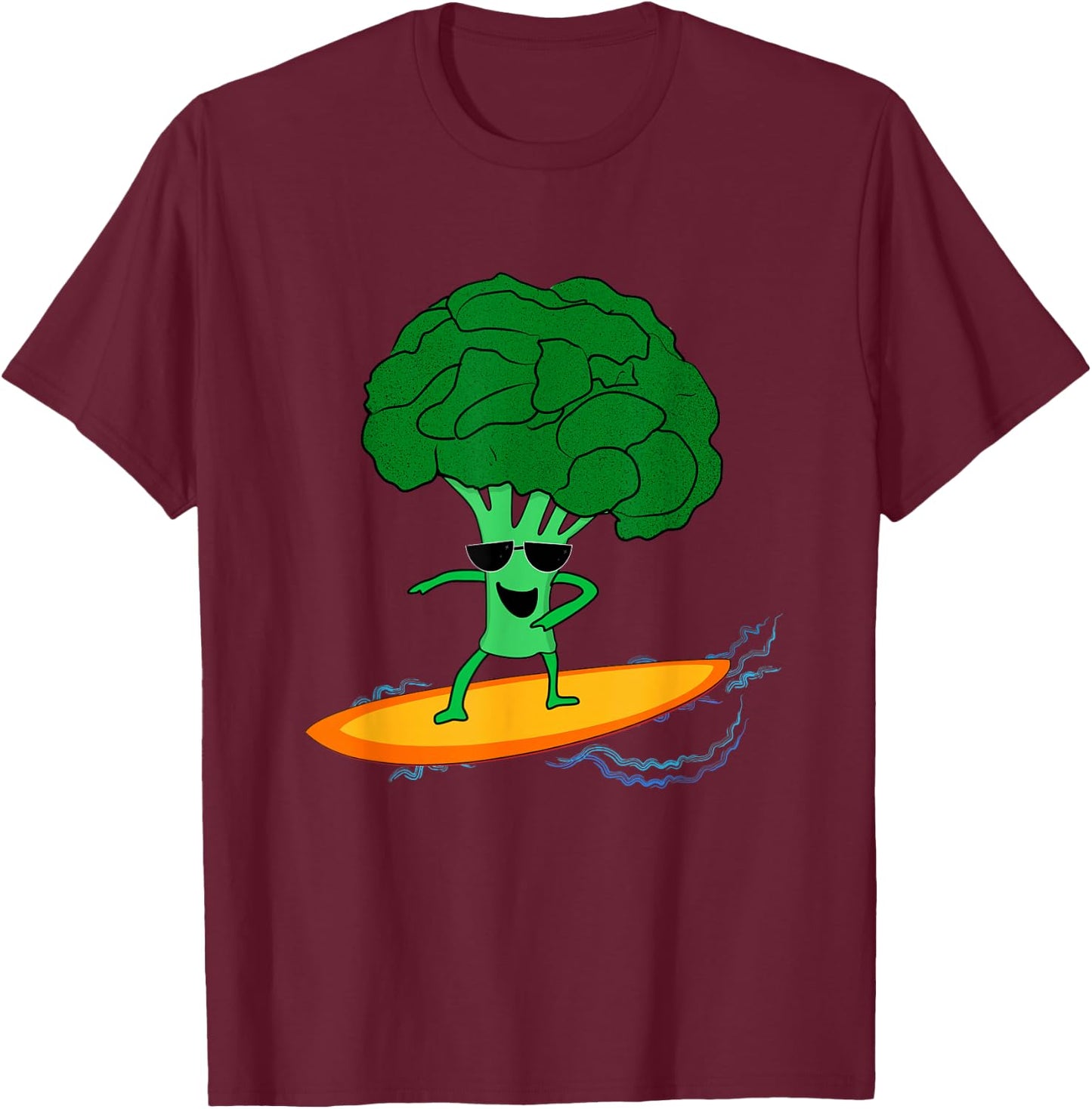 Surfing Broccoli. Riding the Veggie Wave T-Shirt - T-Shirt | Maroon