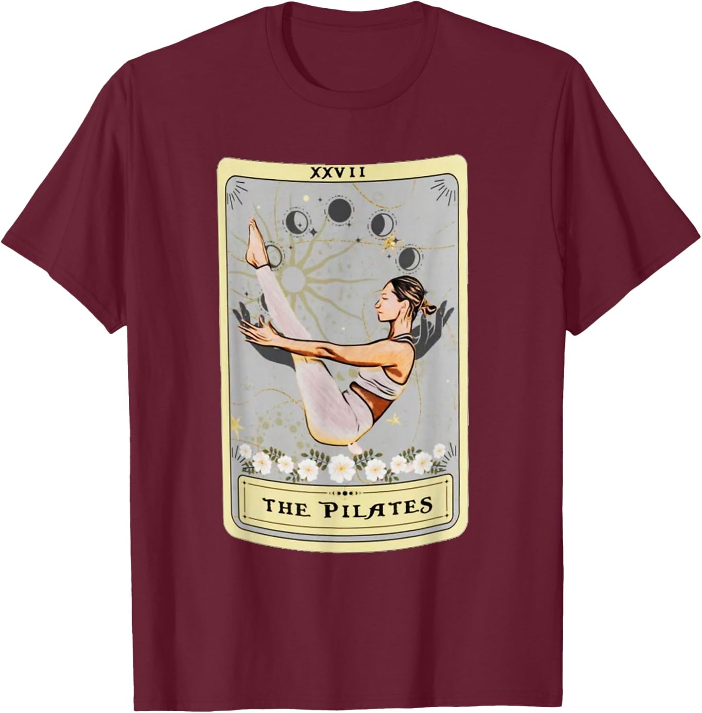 The Pilates Tarot Card Women's -Kids Vintage Black Cartoon T-Shirt - T-Shirt | Maroon