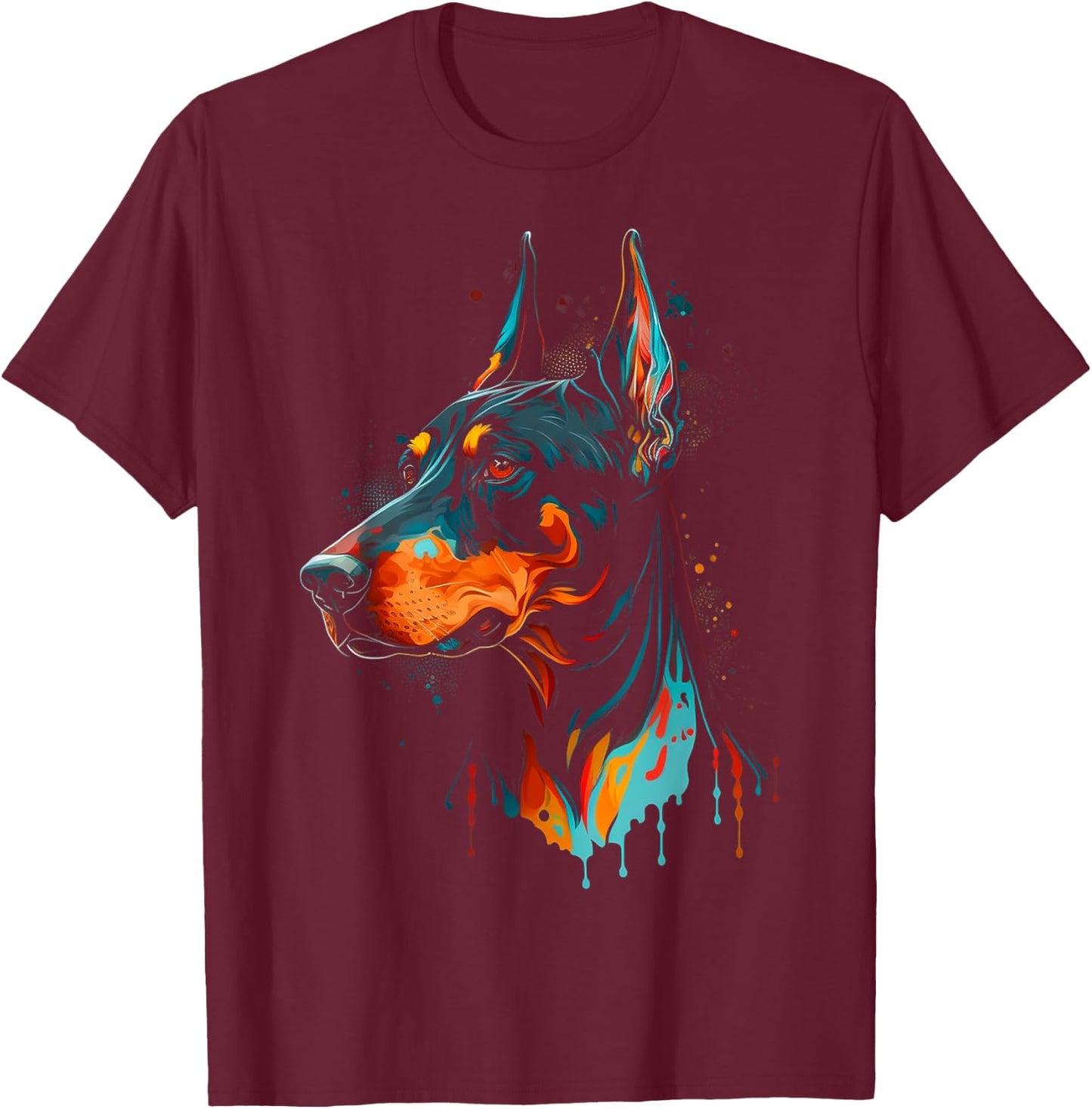 Colorful Doberman Pinscher For Dog Owners T-Shirt - T-Shirt | Maroon