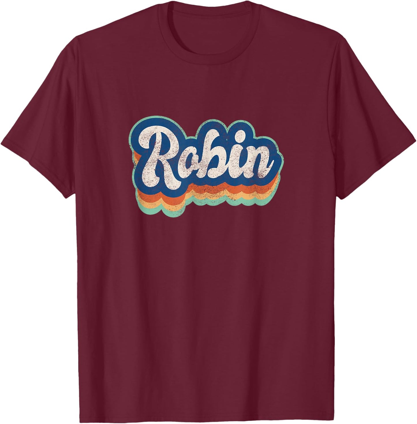 Robin First Name Boy Vintage Style 70s 80s Personalized T-Shirt - T-Shirt | Maroon
