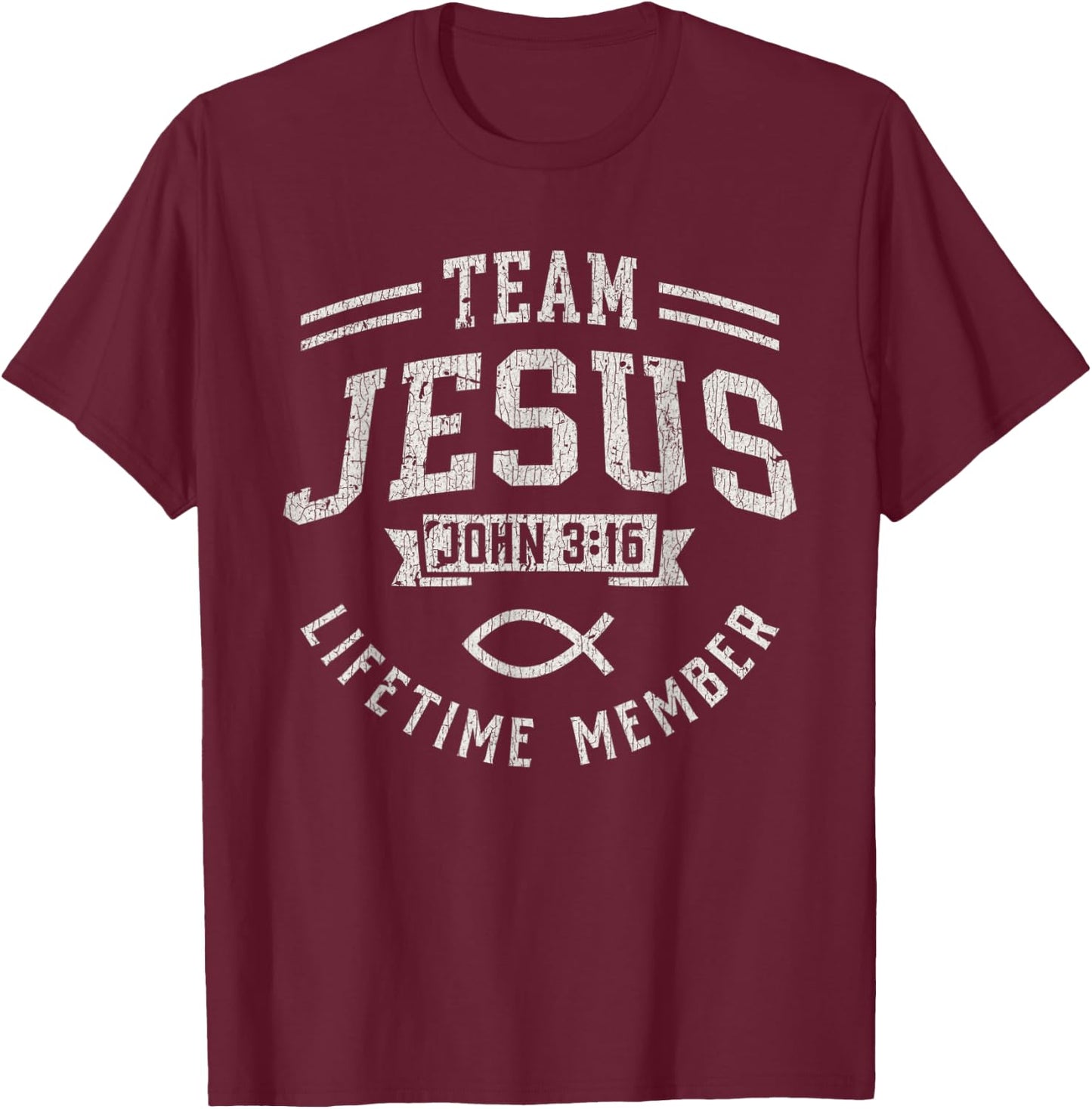 Vintage Team Jesus John 3_16 Lifetime Member God Christian T-Shirt - T-Shirt | Maroon