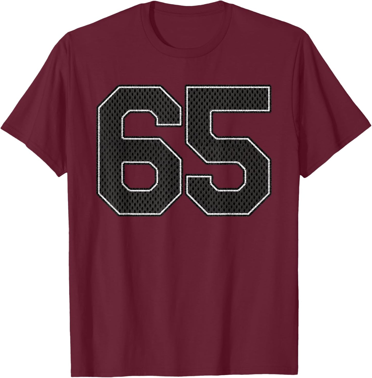 Black Number 65 Athlete Sports Jersey Supporter Fanwear T-Shirt - T-Shirt | Maroon
