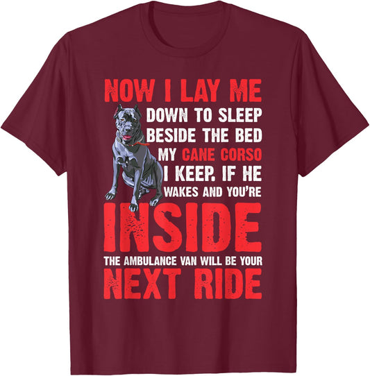 Now I Lay Me Down to Sleep Beside Pet Cane Corso Dog Women T-Shirt - T-Shirt | Maroon