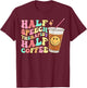Retro Groovy Half Speech Therapist Half Coffee SLP Therapy T-Shirt - T-Shirt | Maroon