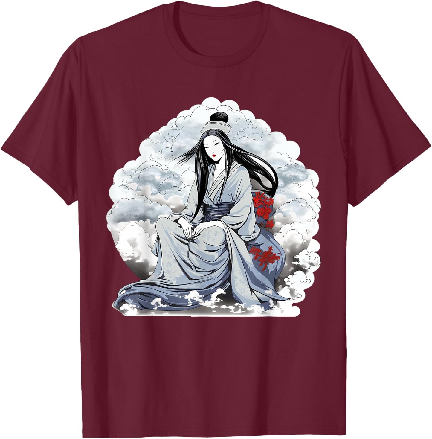 Yokai Yuki Onna T-Shirt - T-Shirt | Maroon
