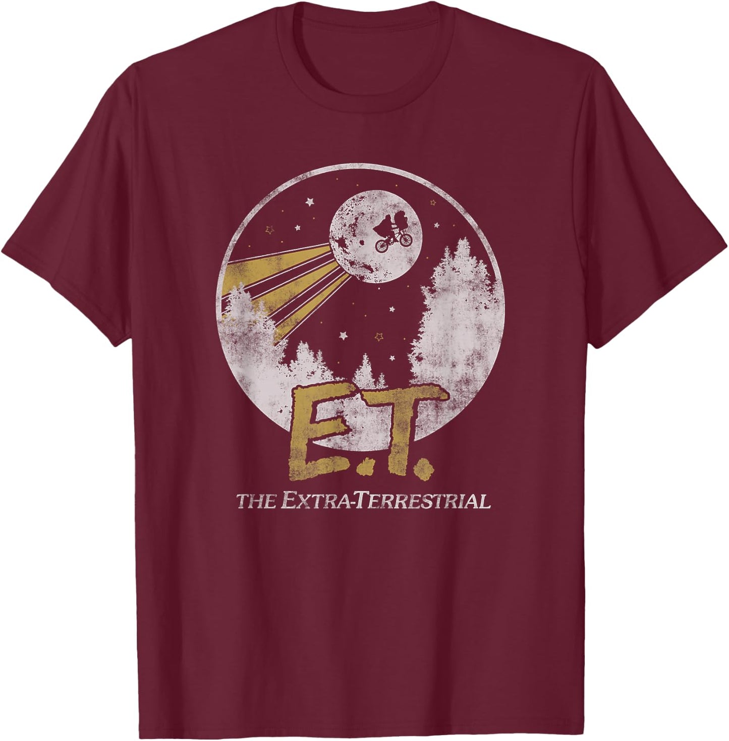 E.T. The Extra-Terrestrial Moon Poster T-Shirt - T-Shirt | Maroon