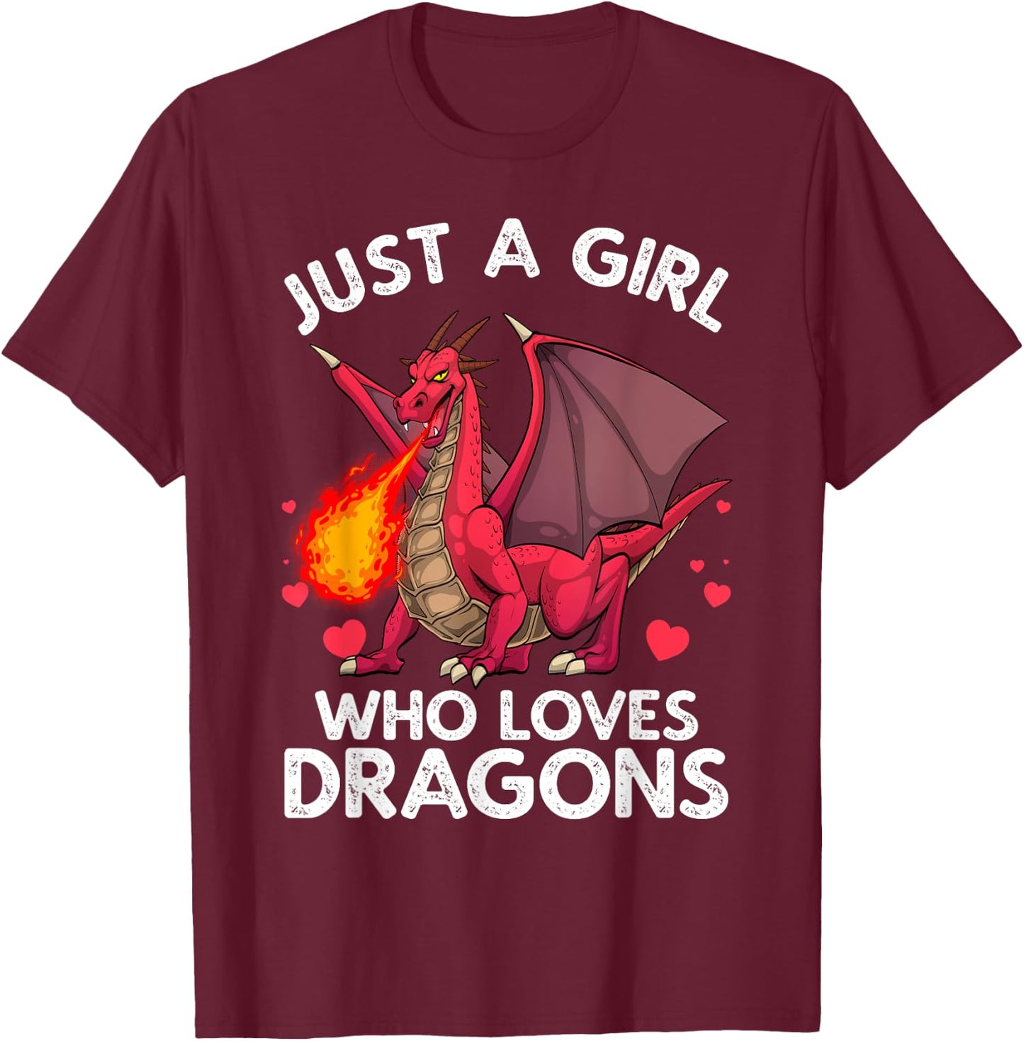 Cool Dragon Girls Dragons Mythical Dragon Lovers T-Shirt - T-Shirt | Maroon