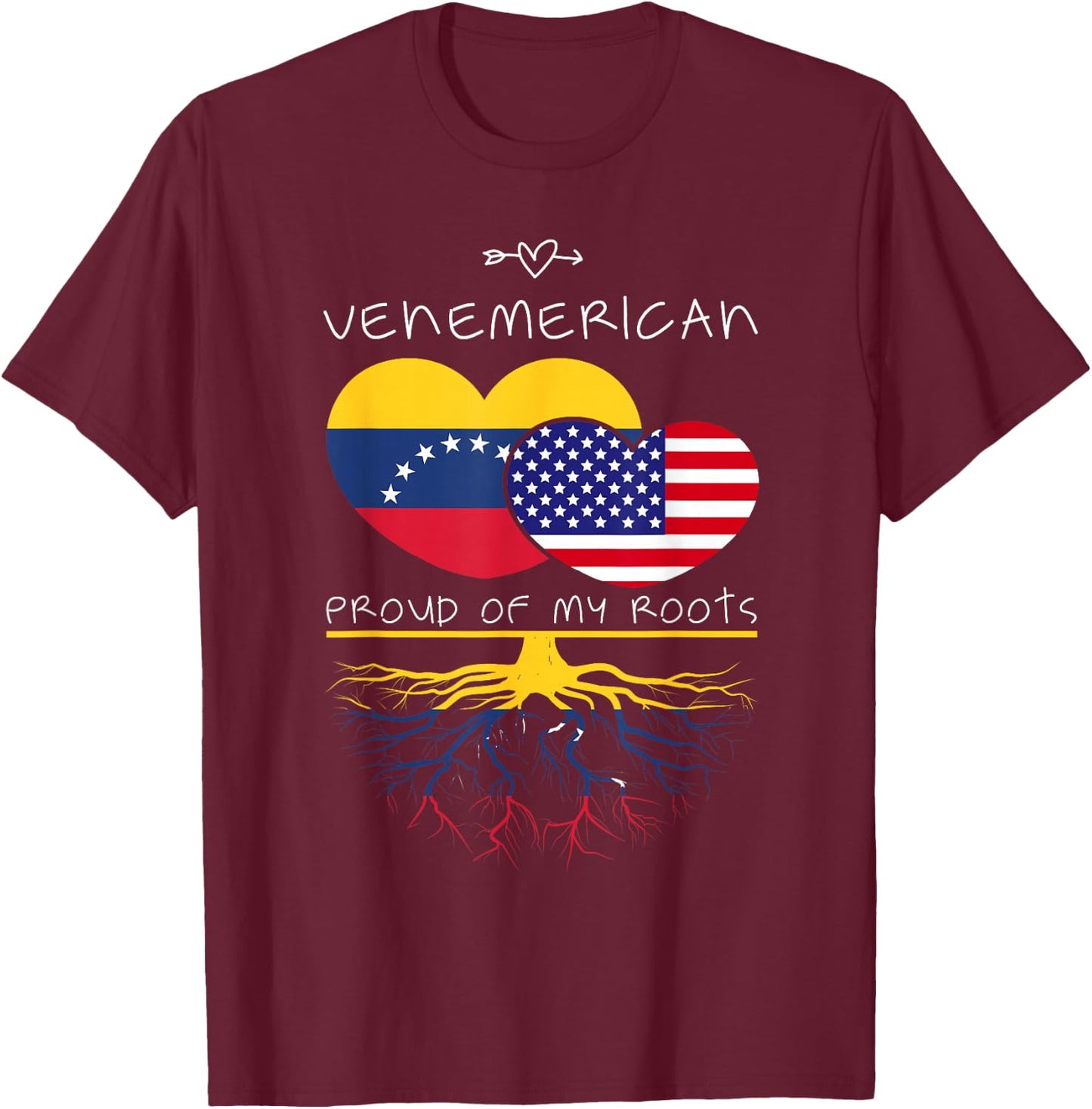 Venezuela USA Proud of Both Countries Venemerican T-Shirt - T-Shirt | Maroon