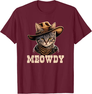 Cowboy Cat Meowdy T-Shirt - T-Shirt | Maroon