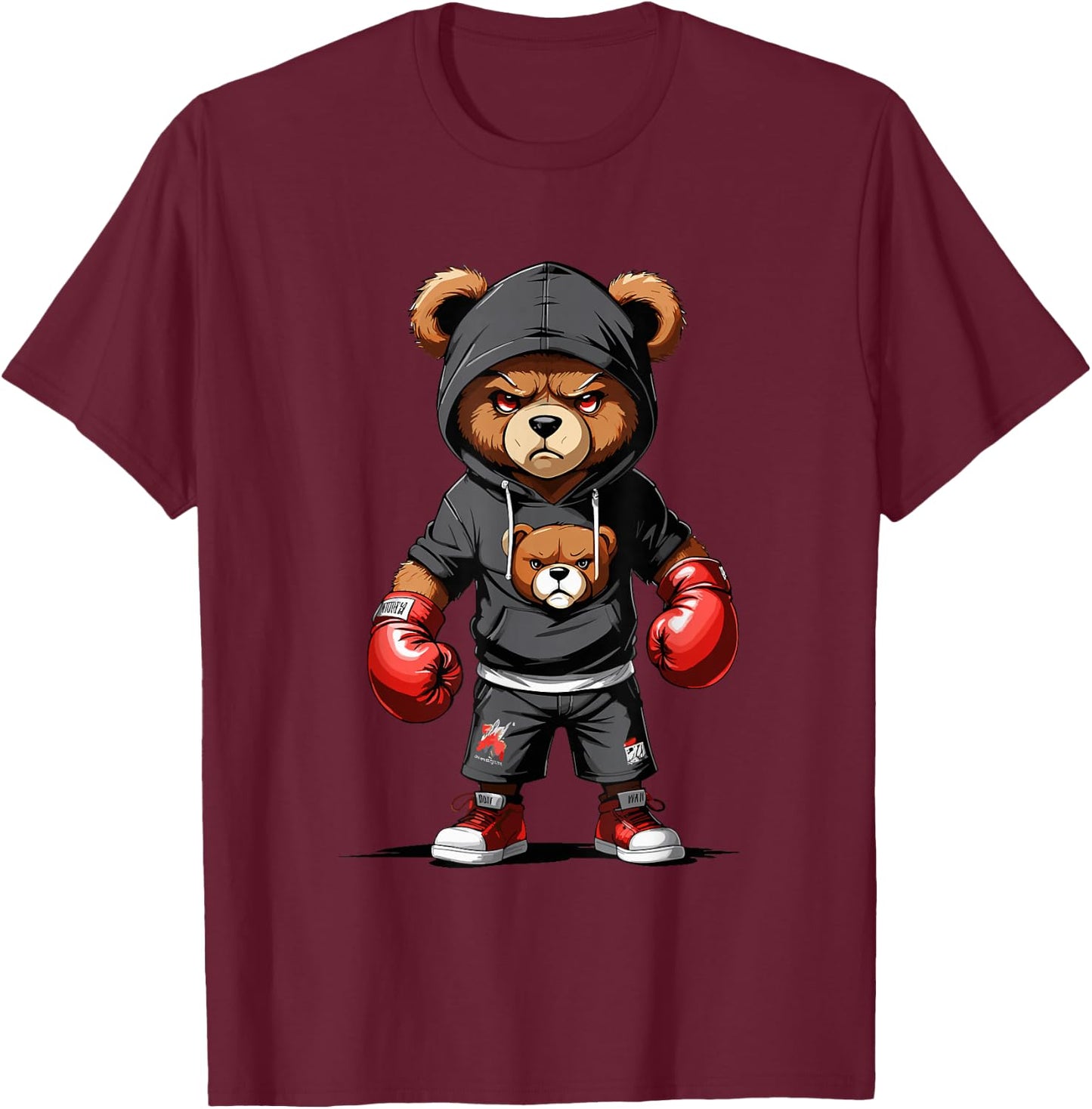 Teddy Bear Gangster Boxer with Hip Hop Street Clothes T-Shirt - T-Shirt | Maroon