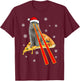 Cat With Laser Eyes Funny Pizza Cat Christmas T-Shirt - T-Shirt | Maroon