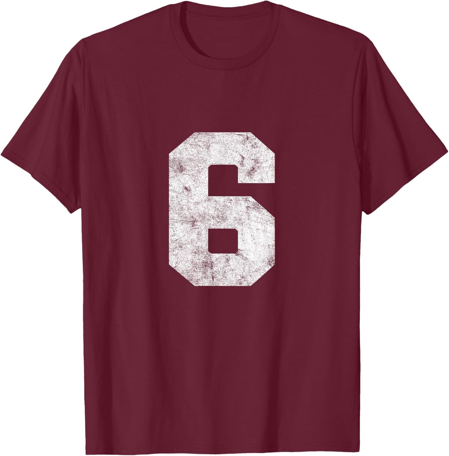 Vintage Lucky Number 6 Birthday Sports Player Team Athlete T-Shirt - T-Shirt | Maroon