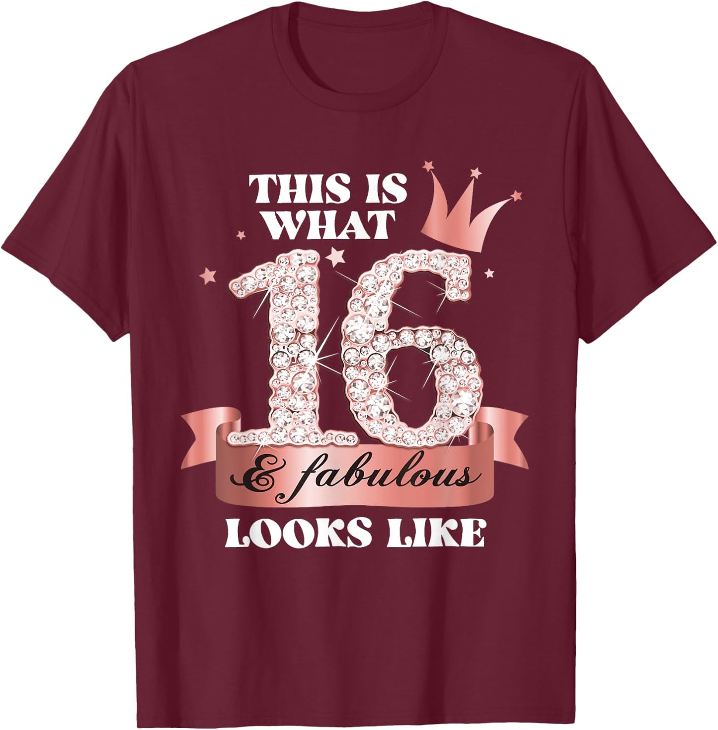 16 & Fabulous I Rose And Black Party Group Candid Photo Item T-Shirt - T-Shirt | Maroon