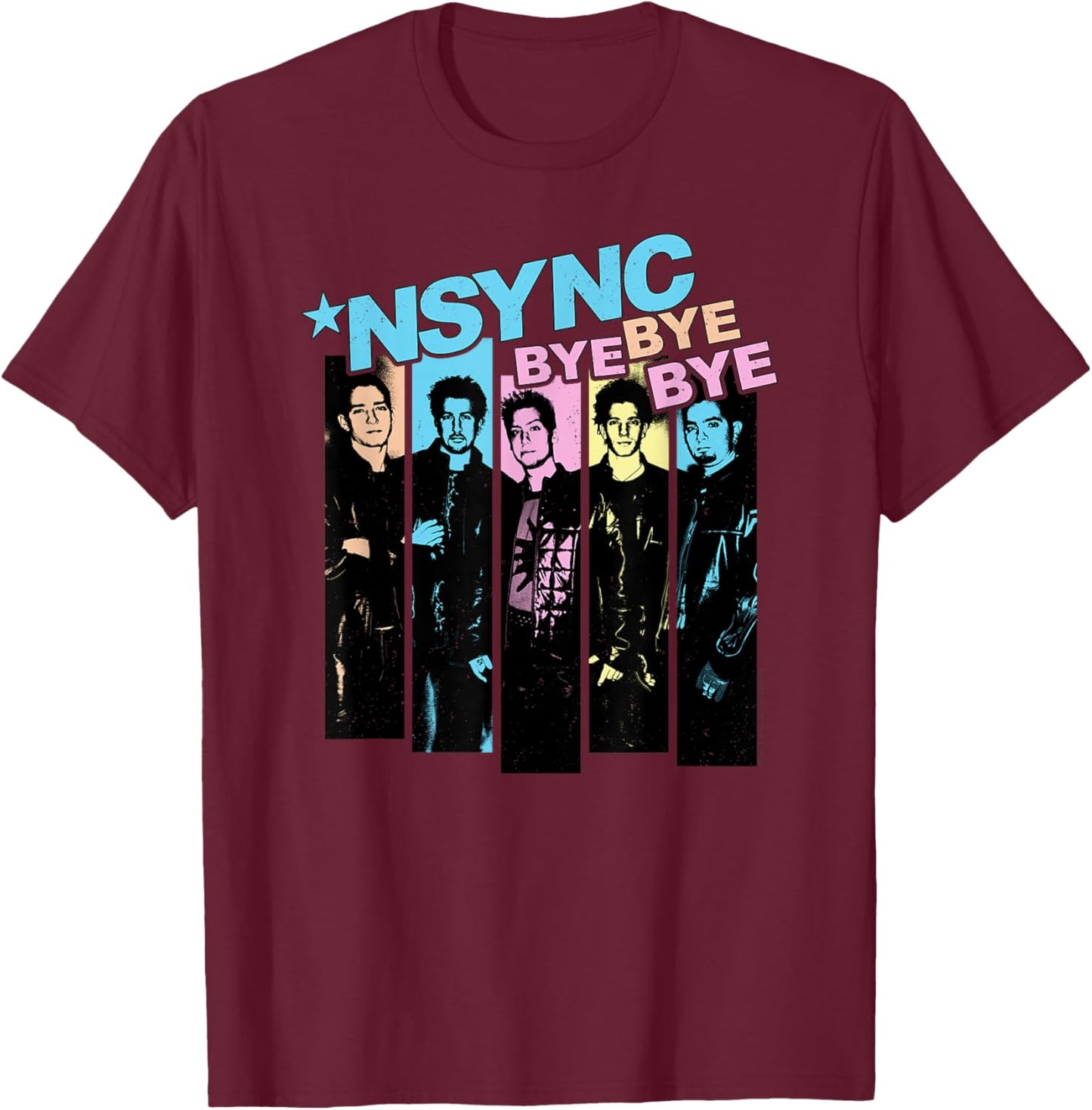 NSYNC Official Neon Bye Bye Bye T-Shirt - T-Shirt | Maroon