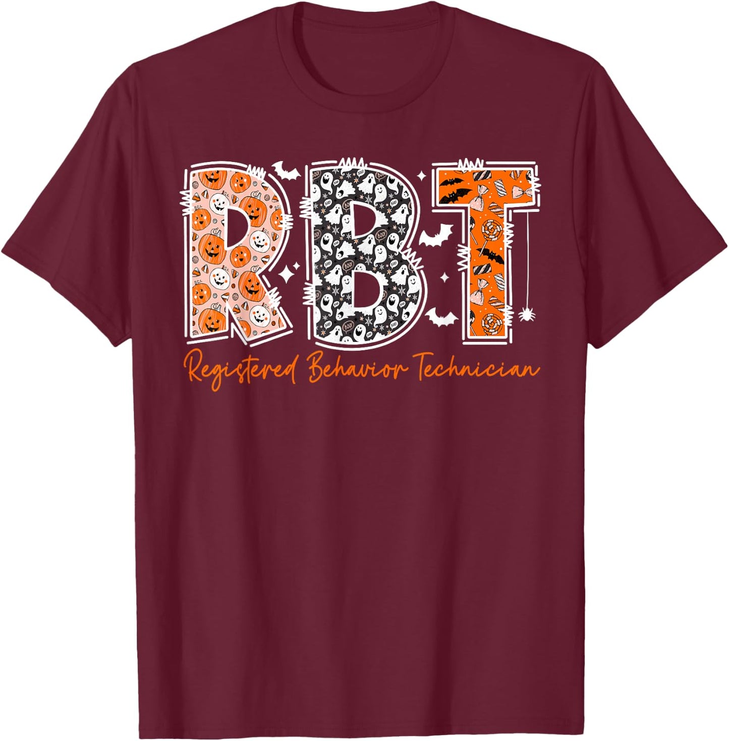 Funny RBT Halloween Registered Behavior Technician Halloween T-Shirt - T-Shirt | Maroon