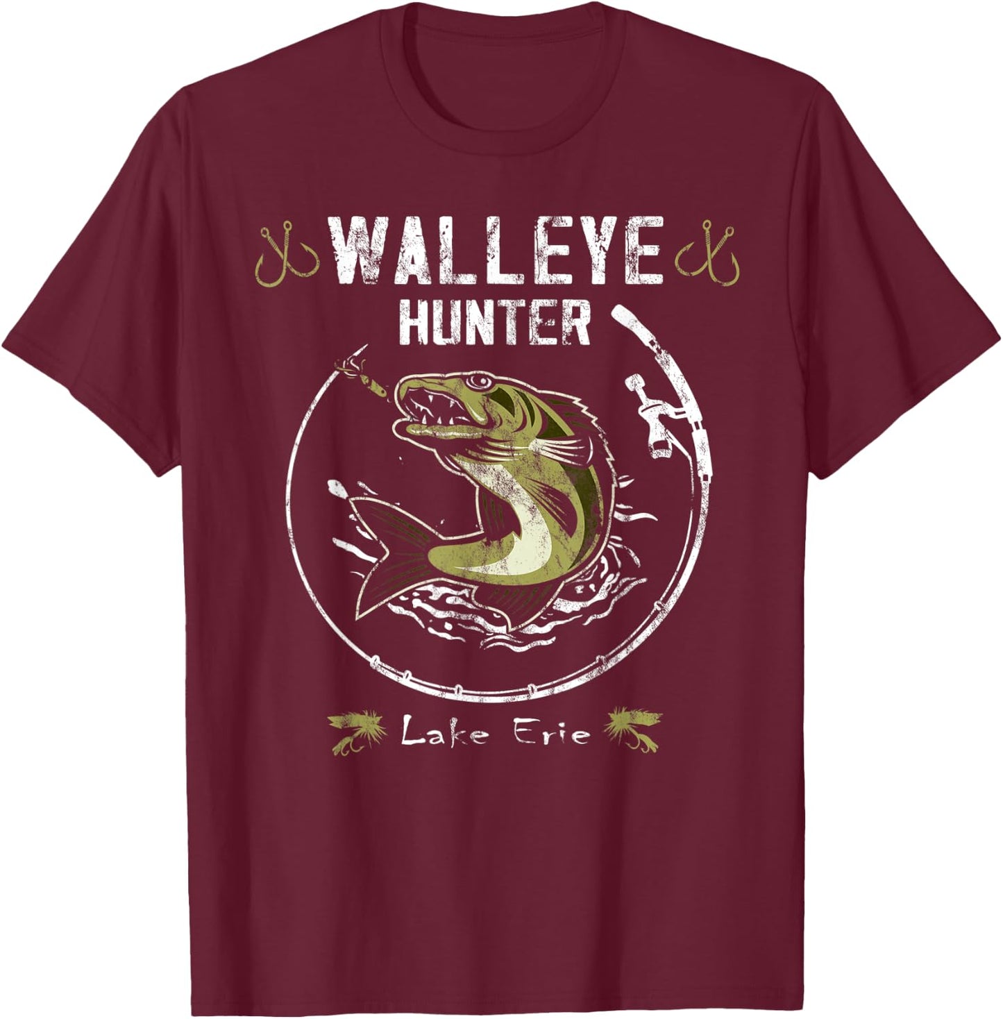 Lake Erie walleye fishing - Walleye hunter T-Shirt - T-Shirt | Maroon