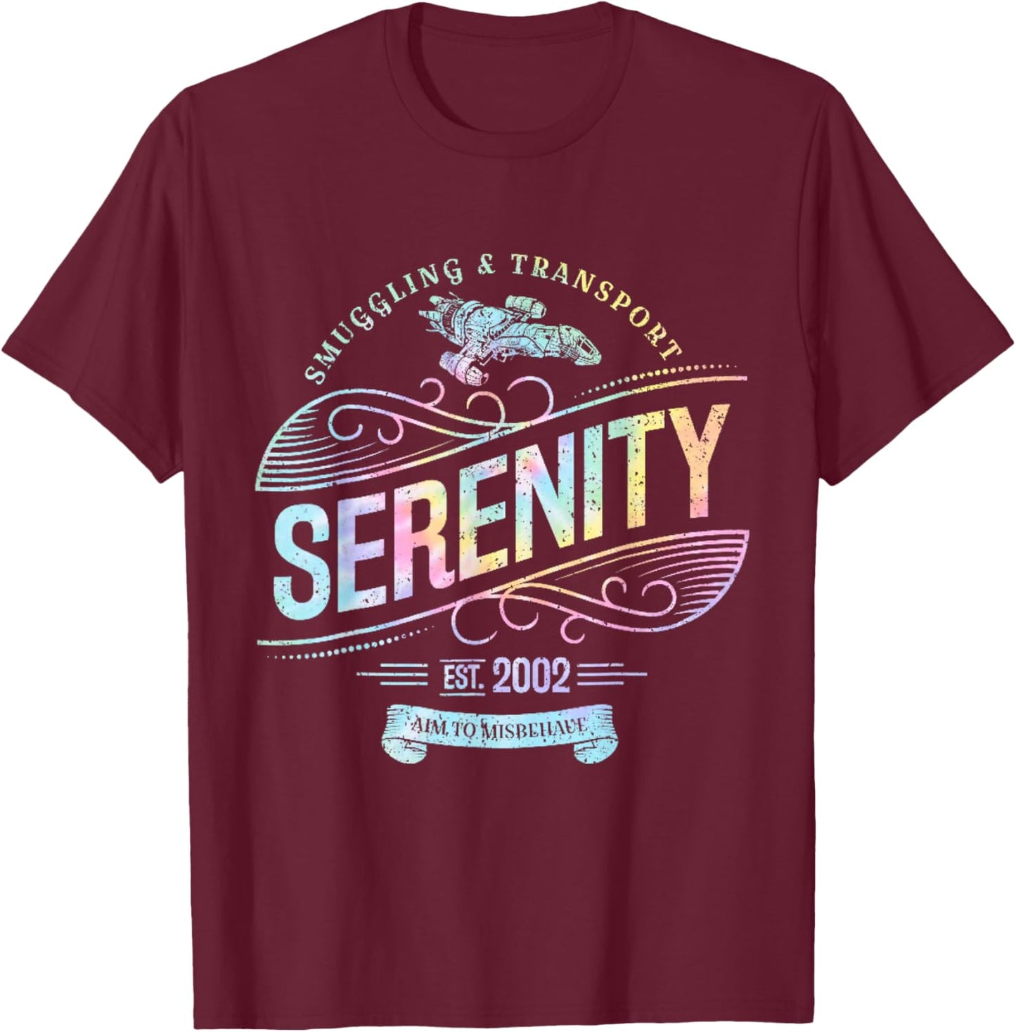 Vintage Serenity Smuggling And Transport Firefly Tie Dye T-Shirt - T-Shirt | Maroon