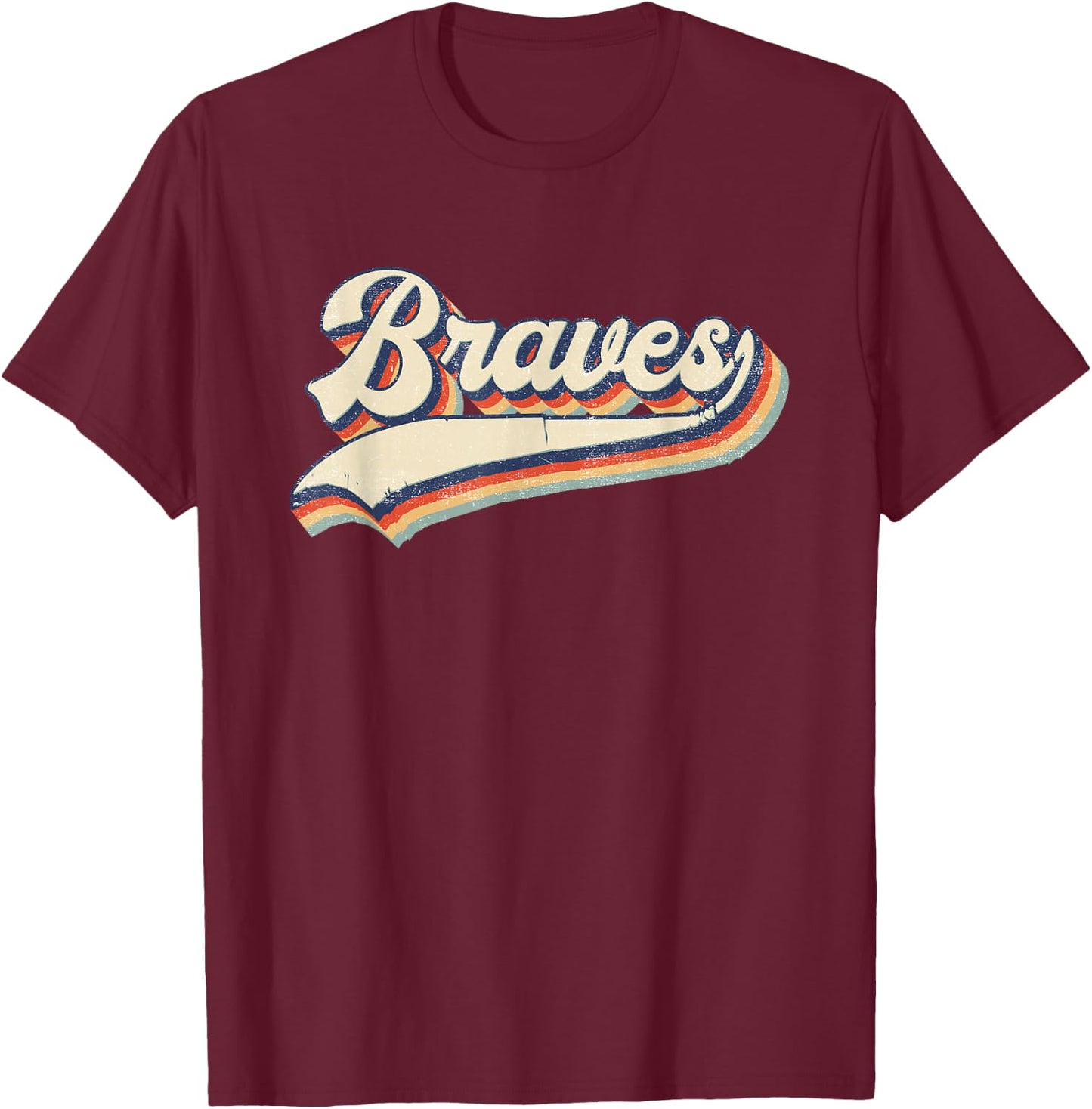 Braves Sports Name Vintage Retro Gift Men Women Girl Boy T-Shirt - T-Shirt | Maroon