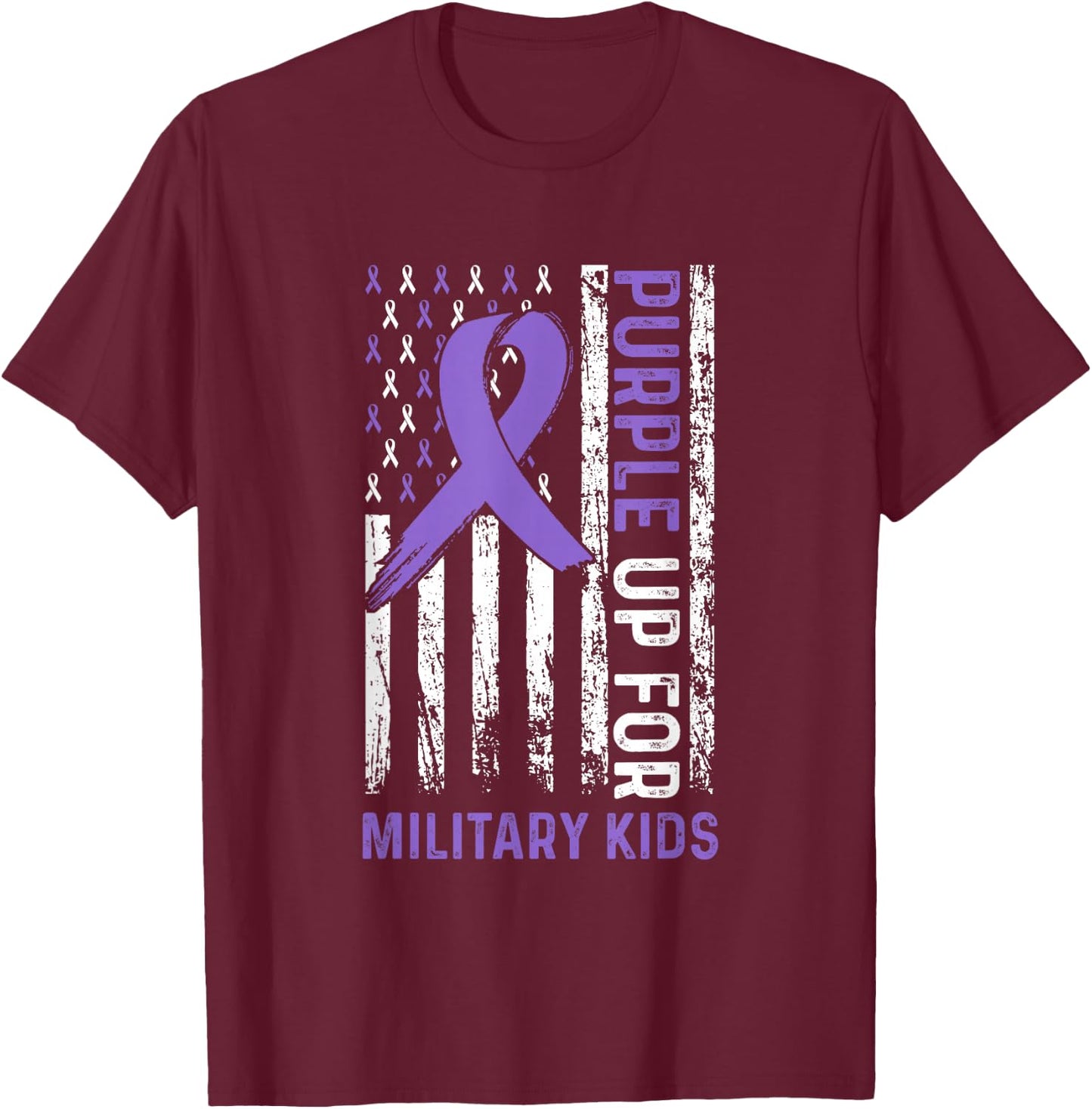 Purple Up for Military Kids - Purple Up For Military Kids T-Shirt - T-Shirt | Maroon
