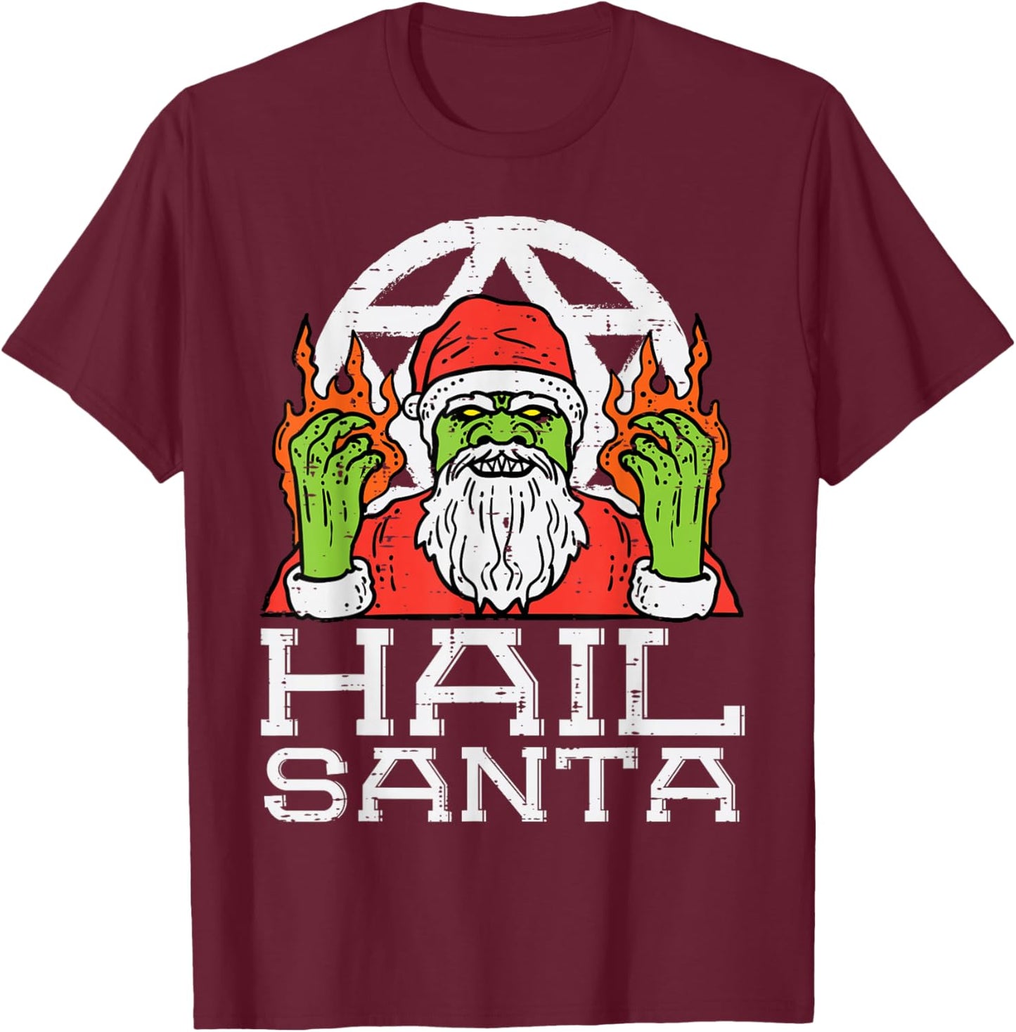 Hail Santa Funny Christmas Xmas Satanism Men Women Kids T-Shirt - T-Shirt | Maroon