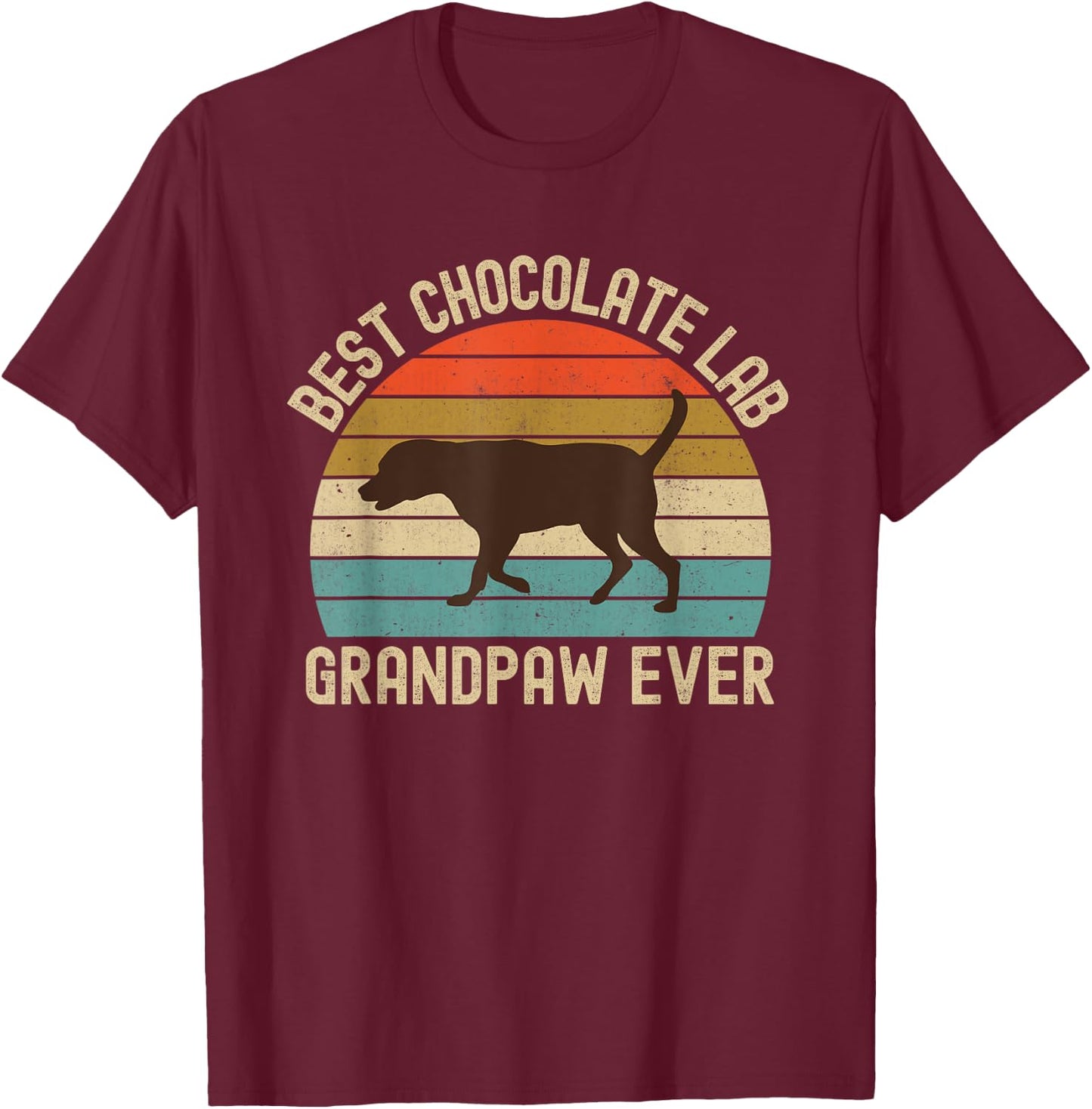 Best Chocolate Lab Grandpaw Ever Labrador Retriever Vintage T-Shirt - T-Shirt | Maroon