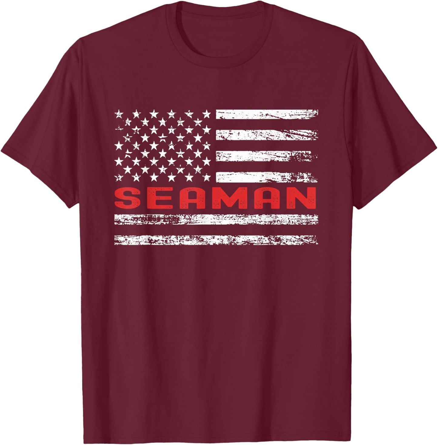 Seaman USA Flag Profession Retro Job Title T-Shirt - T-Shirt | Maroon