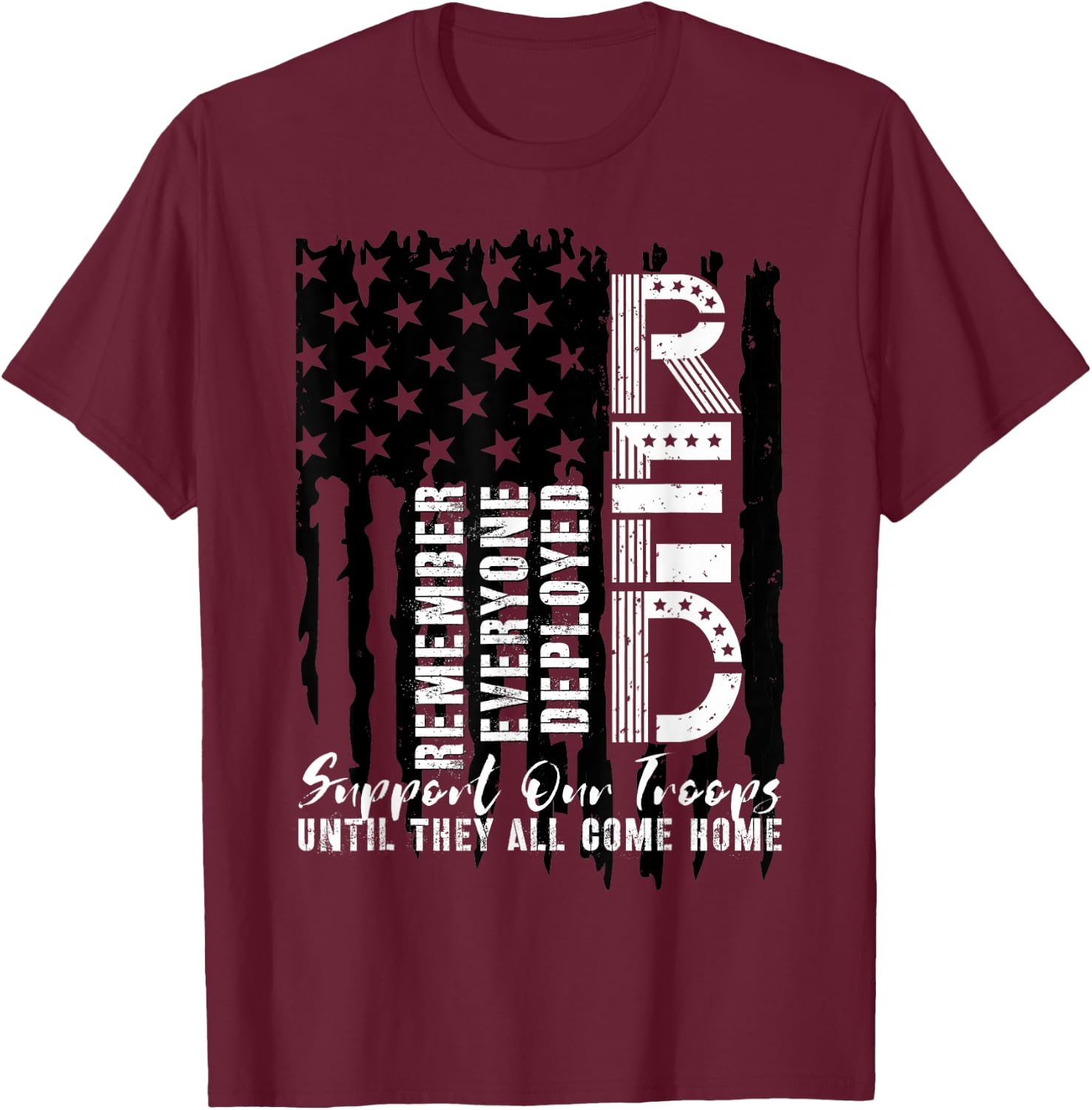 On Friday We Wear Red Friday Military Support troops US Flag T-Shirt - T-Shirt | Maroon