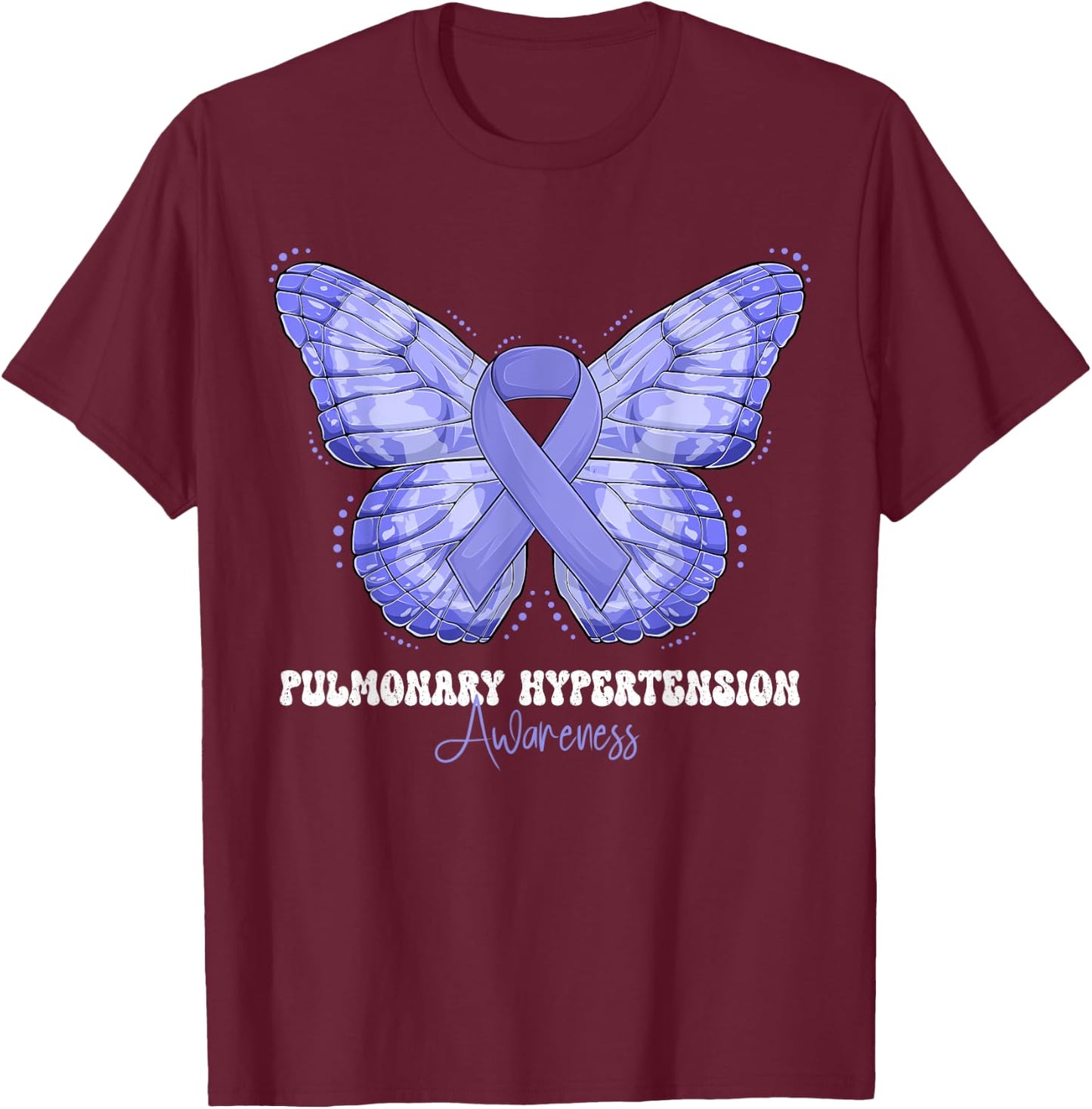 Pulmonary Hypertension Awareness Month Periwinkle Ribbon T-Shirt - T-Shirt | Maroon