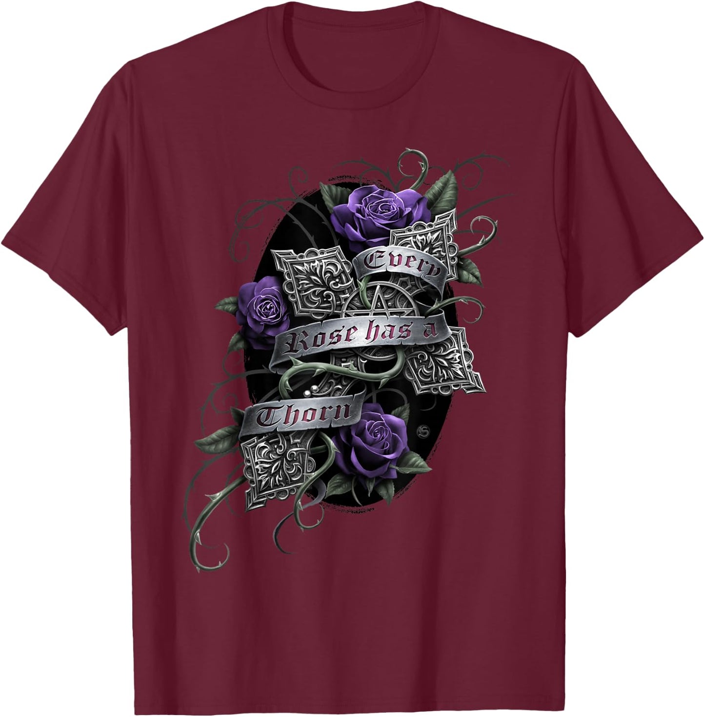 Spiral Original - Every Rose - Gothic Roses T-Shirt - T-Shirt | Maroon
