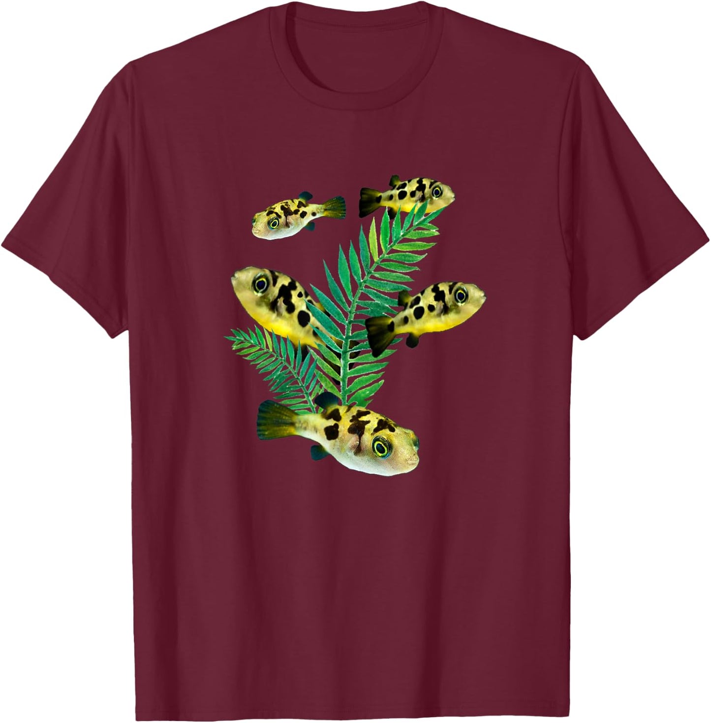 Pea Puffers Aquarium Fish Dwarf Puffer Fish Tank Lovers T-Shirt - T-Shirt | Maroon