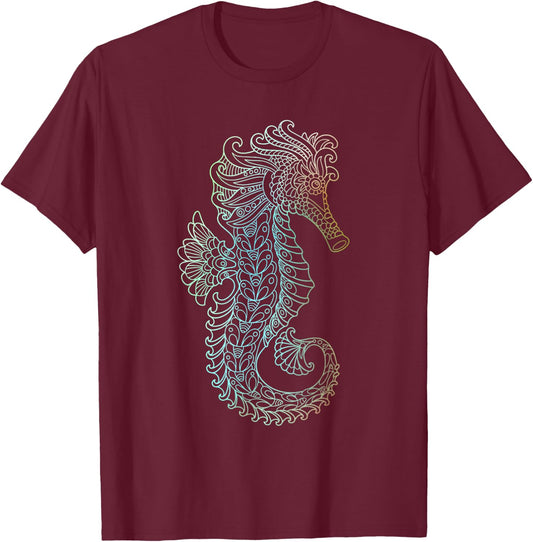 Seahorse Aquatic Design - Underwater Sea Ocean Animal Lover T-Shirt - T-Shirt | Maroon