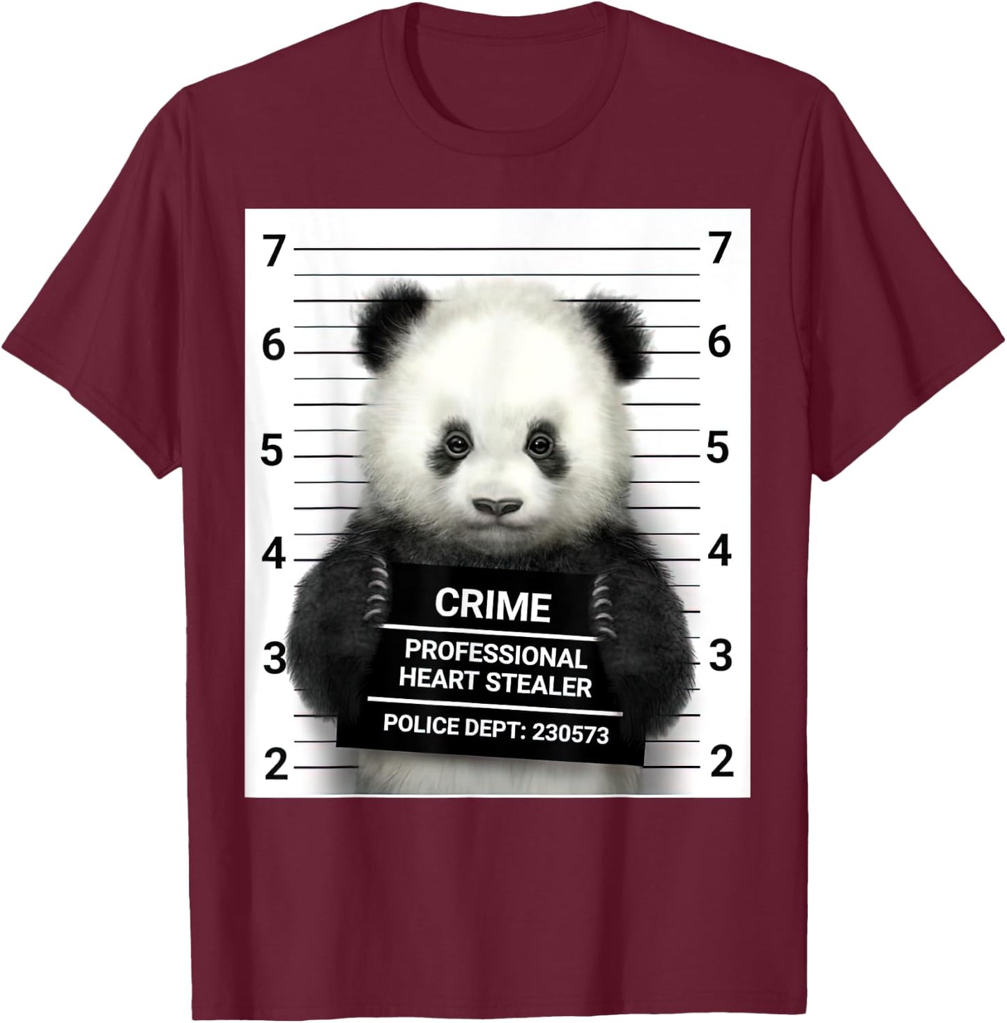 Panda Crime Professional Heart Stealer Police Dept 230573 T-Shirt - T-Shirt | Maroon