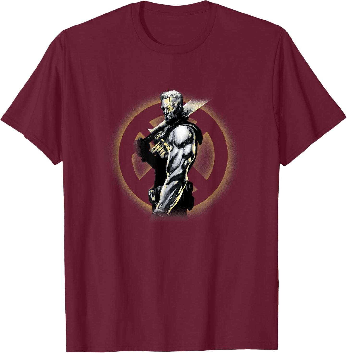 Marvel X-Men Cable Sideview Epic Retro Portrait T-Shirt - T-Shirt | Maroon