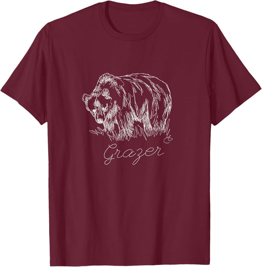 Grazer Scribble Art fat brown grizzly beartober week 2023 T-Shirt - T-Shirt | Maroon