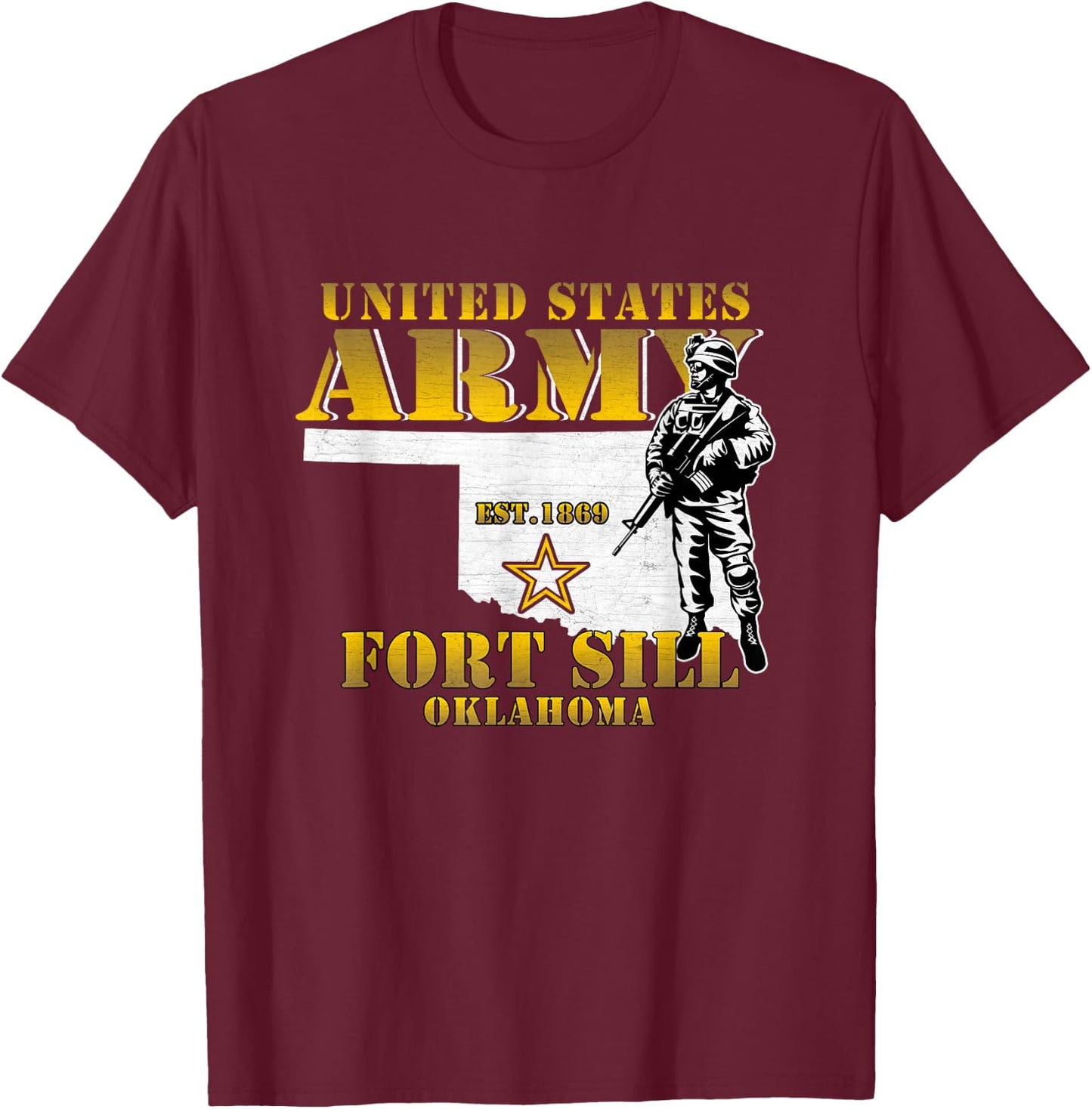 Fort Sill Oklahoma Us Army Base Ft Sill Veterans Vintage T-Shirt - T-Shirt | Maroon