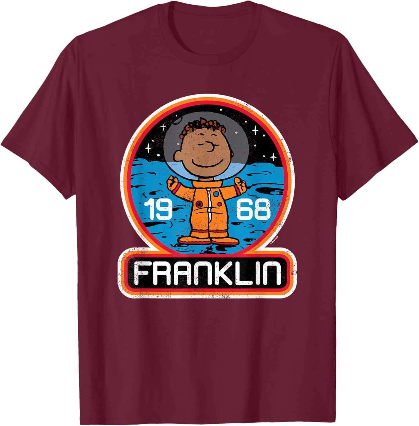 Peanuts - Franklin Armstrong Astronaut Space Badge 1968 T-Shirt - T-Shirt | Maroon