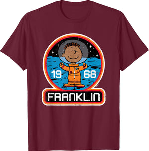 Peanuts - Franklin Armstrong Astronaut Space Badge 1968 T-Shirt - T-Shirt | Maroon