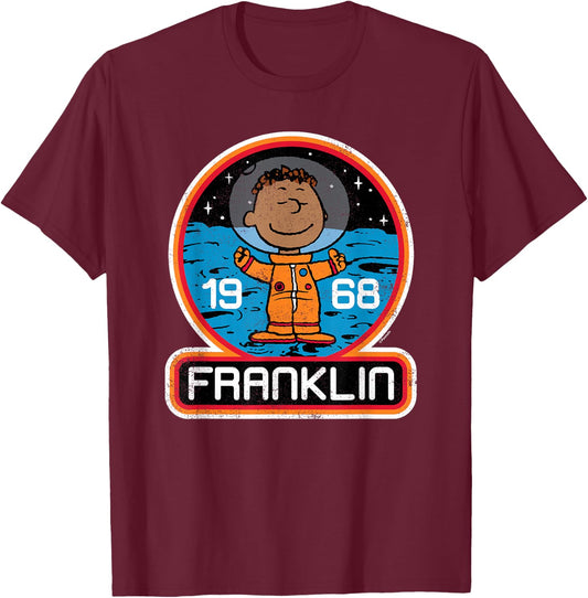 Peanuts - Franklin Armstrong Astronaut Space Badge 1968 T-Shirt - T-Shirt | Maroon