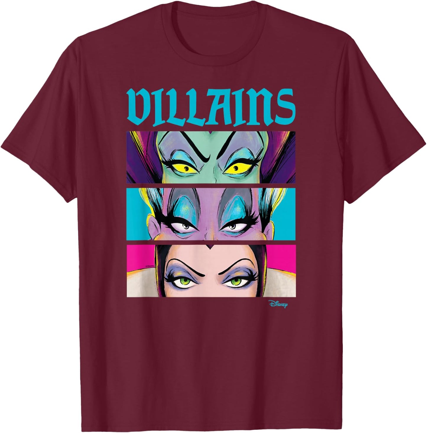 Disney Villain - Villains Stacked T-Shirt - T-Shirt | Maroon