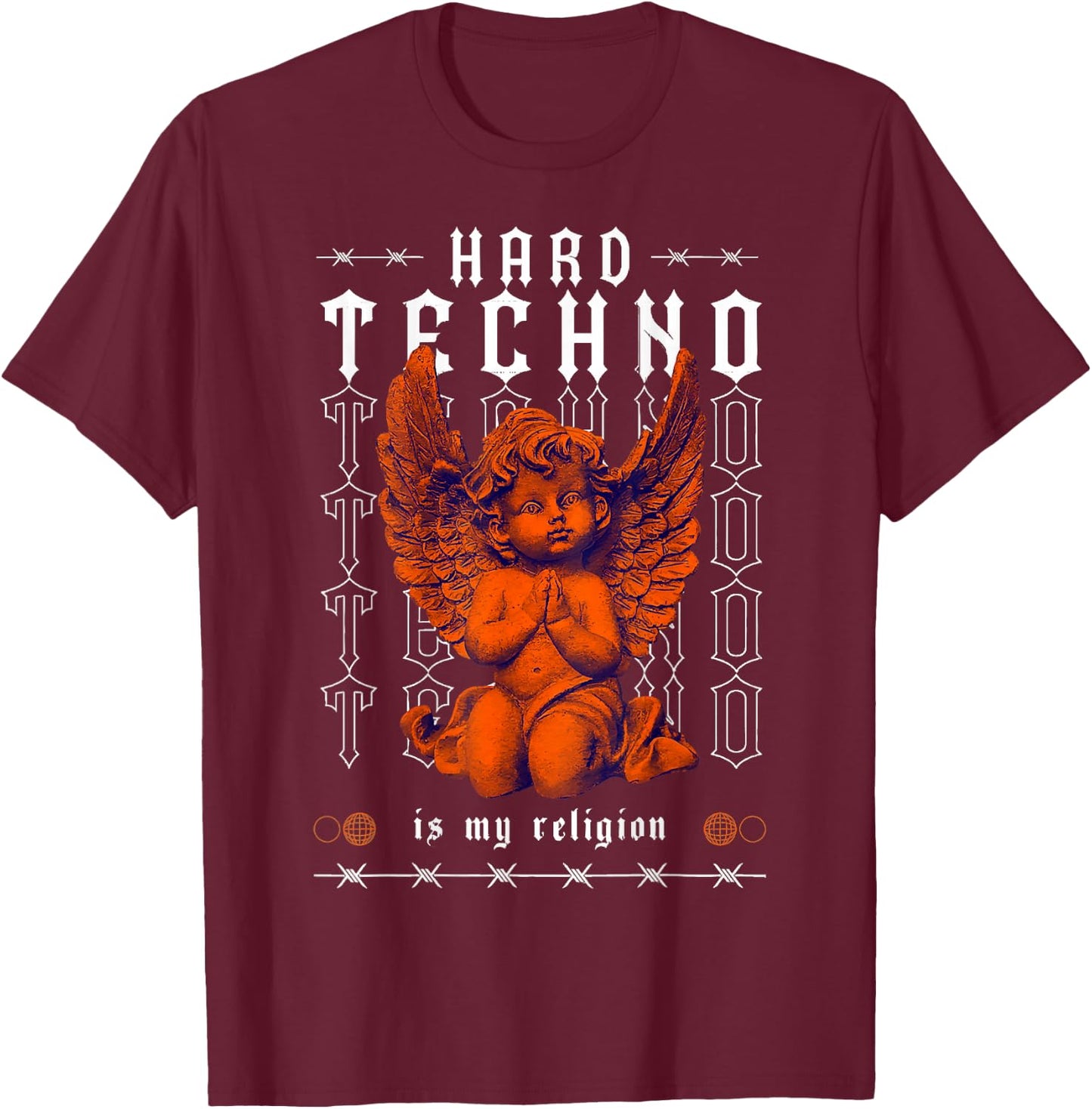 Hard Techno Is My Religion Camiseta -Adults Black Small T-Shirt - T-Shirt | Maroon