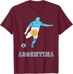 Argentina Argentina Soccer Player Sun Of May Argentina Flag T-Shirt - T-Shirt | Maroon
