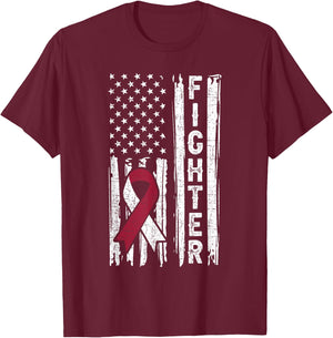 Head and Neck Cancer Patient Fighter Throat Oral Cancer Flag T-Shirt - T-Shirt | Maroon