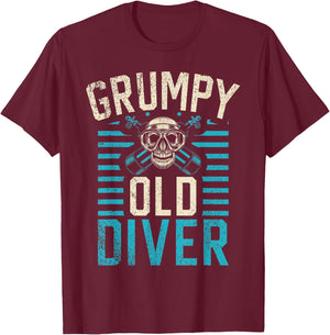 Diving Grumpy Old Diver T-Shirt - T-Shirt | Maroon