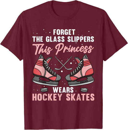 Funny Ice Hockey Art Girls Ice Hockey Player Lover T-Shirt - T-Shirt | Maroon