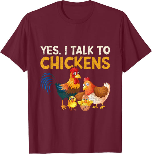 Kids Farming Boys Funny Farmer Gifts Women Yes, I Talk To Chickens | Farm Lover Funny Chicken Farmer T-Shirt - T-Shirt | Maroon
