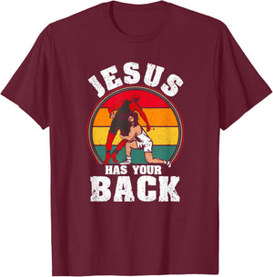 Jesus Has Your Back Christian Wrestler Religious Wrestling T-Shirt - T-Shirt | Maroon