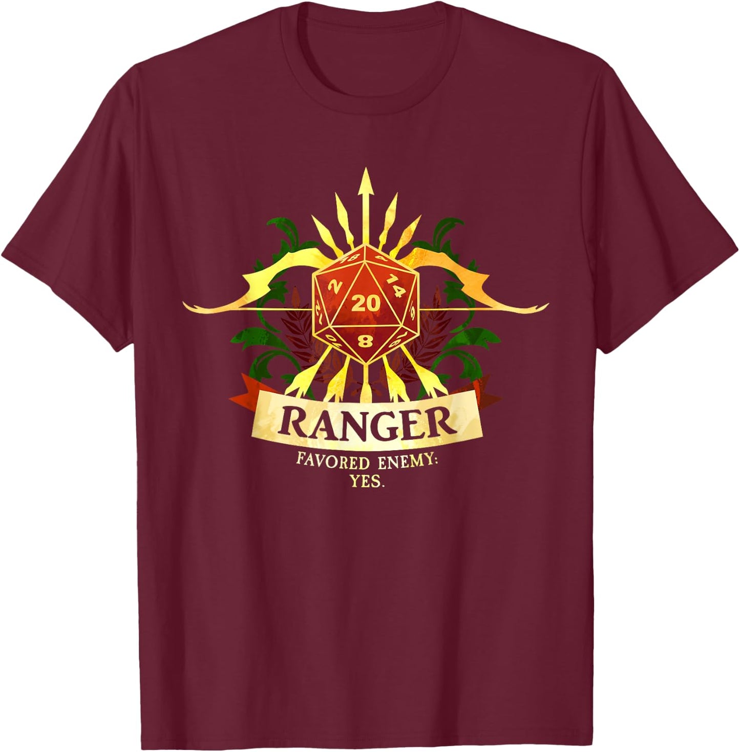 Ranger Fantasy RPG TRPG Gamer Class T-Shirt - T-Shirt | Maroon