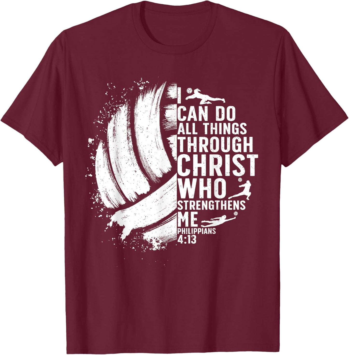 Funny Volleyball Christian Design Women Boys Girls T-Shirt - T-Shirt | Maroon