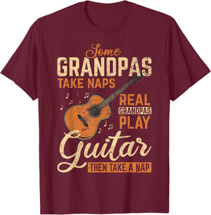 Real Grandpas Play Guitar Then Take Nap Funny Guitarist T-Shirt - T-Shirt | Maroon