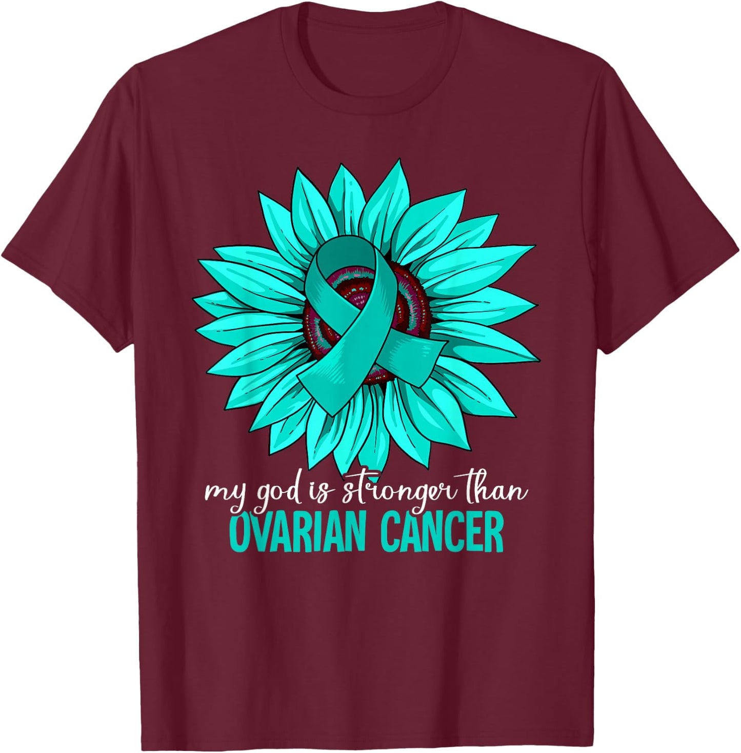 Ovarian Cancer Awareness Gift -Youth Awareness Black Small Modern Round Collar Short Sleeve Classic Fit T-Shirt - T-Shirt | Maroon